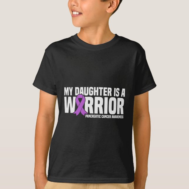 My Daughter Is Warrior Pancreatic Purple Ribbon Su T-Shirt (Front)