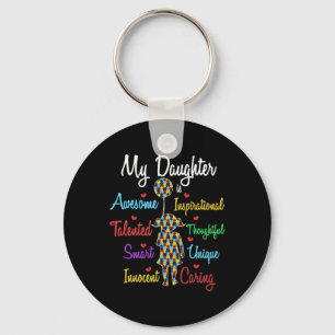 My Daughter Love Puzzle Autistic Cool Autism Aware Keychain