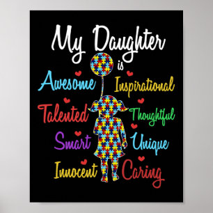 My Daughter Love Puzzle Autistic Cool Autism Aware Poster