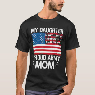 My Daughter My Soldier Proud Mom Flag Graphic Moth T-Shirt