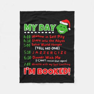My Day Schedule I’m Booked Christmas Sweater Chris Fleece Blanket