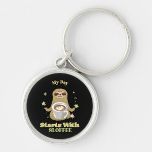 My Day Starts With Sloffee Keychain