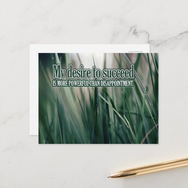 "My desire to succeed" Motivation Affirmation Postcard (Front/Back In Situ)