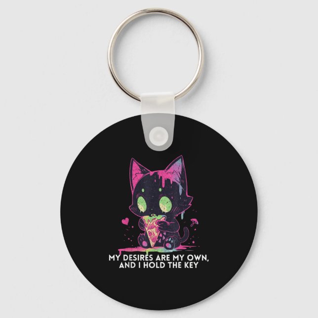 My Desires Are My Own And I Hold The Key Stoic Cat Keychain (Front)