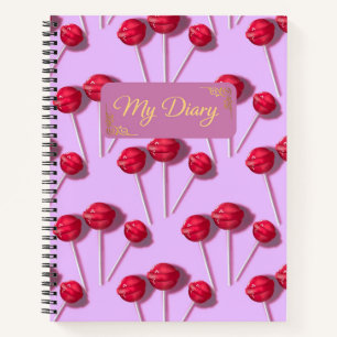 My Diary Cute Lollipop Pattern Pink Journal Notebo