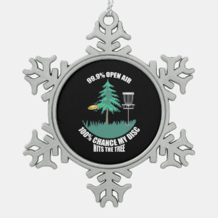 My Disc Golf Hits The Trees Snowflake Pewter Christmas Ornament