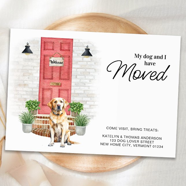 My Dog and I Have Moved Yellow Labrador Moving  Announcement (Creator Uploaded)