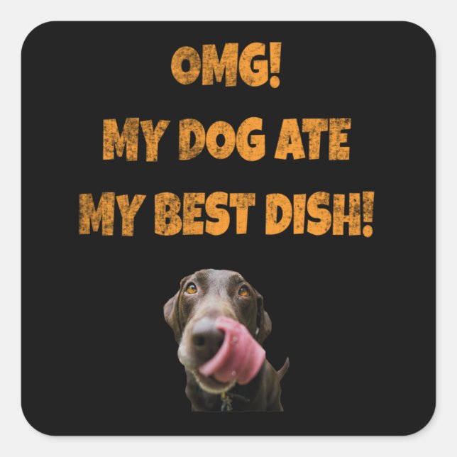 My dog ate my best dish stainless steel water bott square sticker (Front)