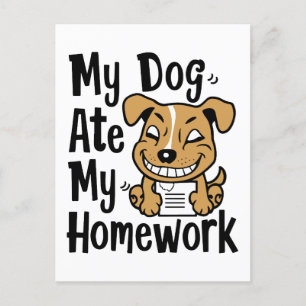 My dog ate my homework postcard