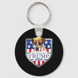My Dog For Trump Boxer W Gles Men Women Keychain