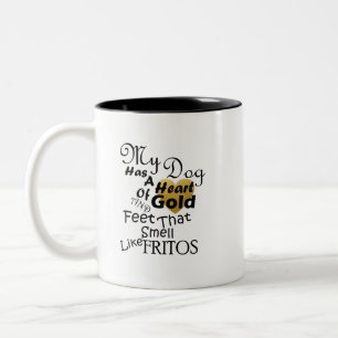 My Dog Has a Heart of Gold and Feet that Smells... Two-Tone Coffee Mug