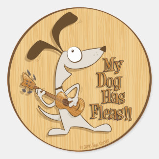 My Dog Has Fleas - round ukulele sticker