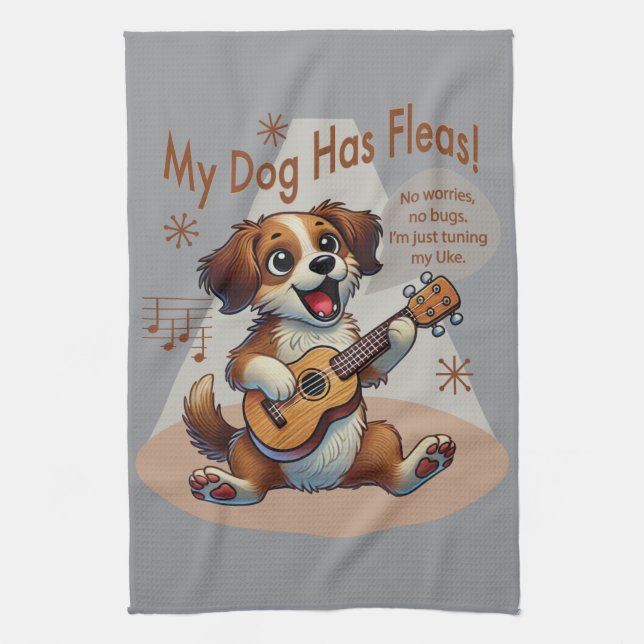 My Dog Has Fleas Ukulele Tuning Song Kitchen Towel (Vertical)