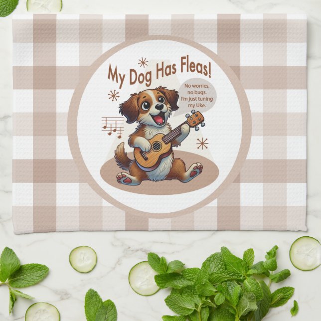 My Dog Has Fleas Ukulele Tuning Song Kitchen Towel (Folded)