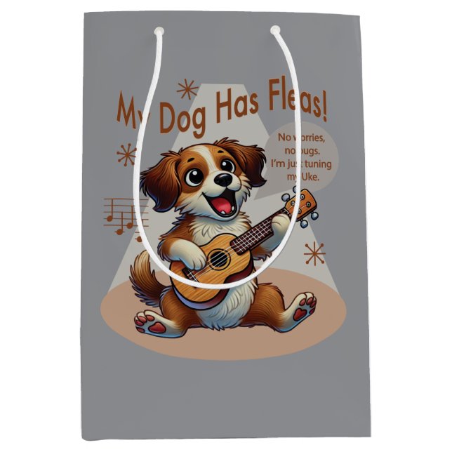 My Dog Has Fleas Ukulele Tuning Song Medium Gift Bag (Front)