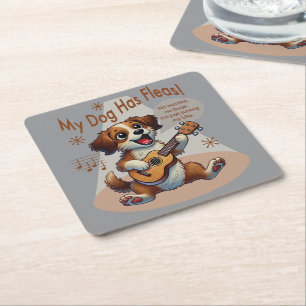 My Dog Has Fleas Ukulele Tuning Song Square Paper Coaster