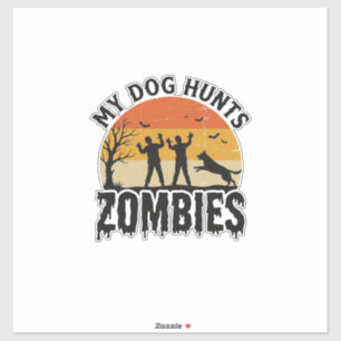 My Dog Hunts Zombies Vintage Halloween Dog Art_1