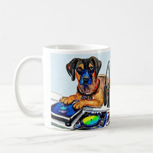 My Dog Is a DJ Original Water Colour Painting Coffee Mug