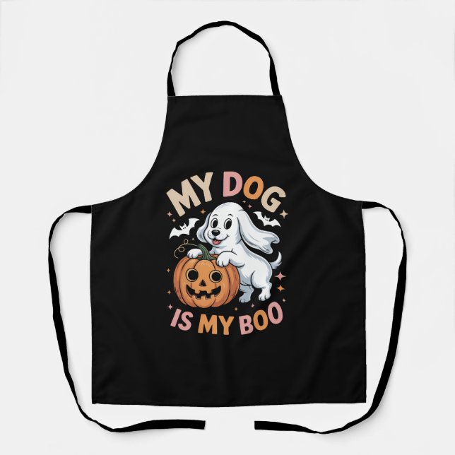 My Dog is My Boo Funny Halloween Apron (Front)