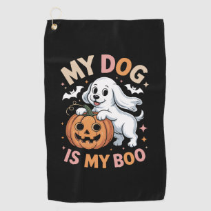 My Dog is My Boo Funny Halloween Golf Towel