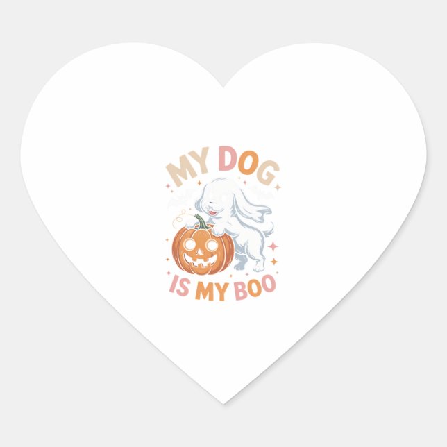 My Dog is My Boo Funny Halloween Heart Sticker (Front)