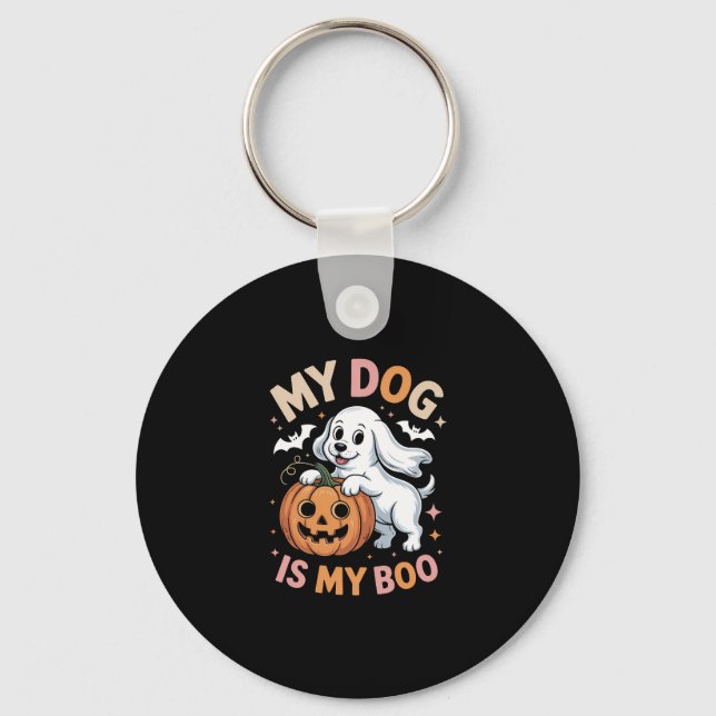 My Dog is My Boo Funny Halloween Keychain (Front)