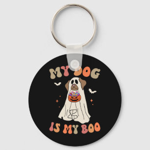 My Dog is My Boo Ghost Spooky Halloween Dog Lover Keychain