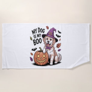 My Dog is My Boo Halloween Beach Towel