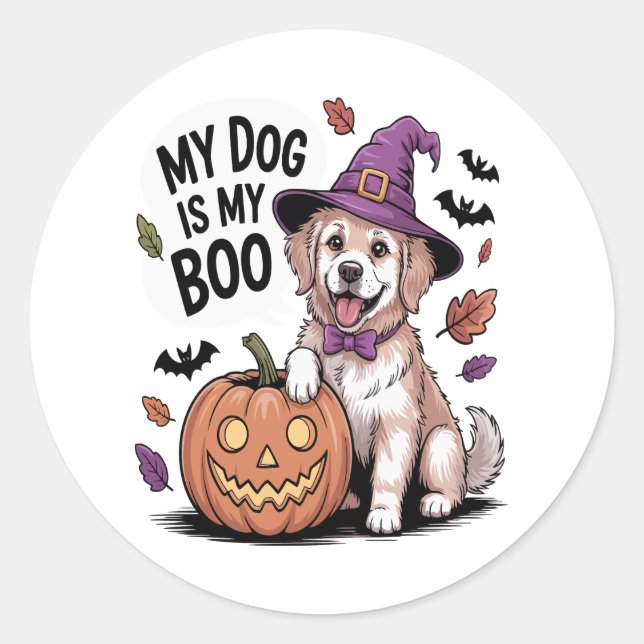 My Dog is My Boo Halloween Classic Round Sticker (Front)