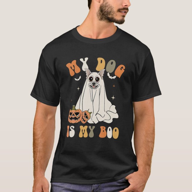 My Dog Is My Chihuahua Pumpkin Ghost Halloween Dog T-Shirt (Front)