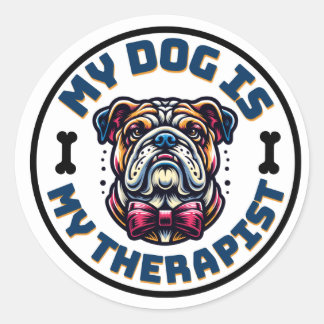 My Dog is My Therapist" – Because Love Has No Lice Classic Round Sticker