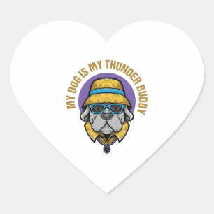 My Dog Is My Thunder Buddy Heart Sticker