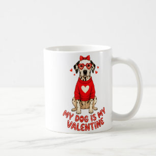My Dog Is My Valentine Dalmatian Heart Gles Bow Do Coffee Mug