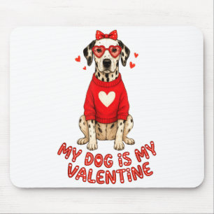 My Dog Is My Valentine Dalmatian Heart Gles Bow Do Mouse Pad