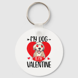 My Dog Is My Valentine Day Heart Love Dog Valentin Keychain