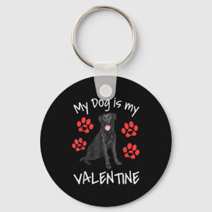 My Dog Is My Valentine Funny Black Lab Cute Dog Pa Keychain