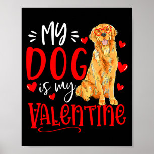 My Dog Is My Valentine Golden Retriever Valentines Poster
