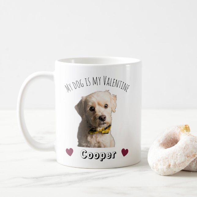 My Dog Is My Valentine – Personalized Pet  Coffee Mug (With Donut)