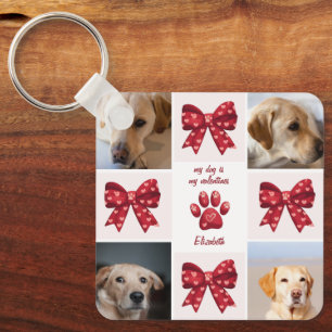My Dog Is My Valentines Bow 4 Photos Keychain