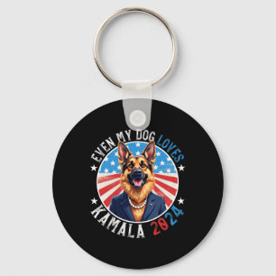 My Dog Loves Kamala 2024 German Shepherd Lover Fun Keychain