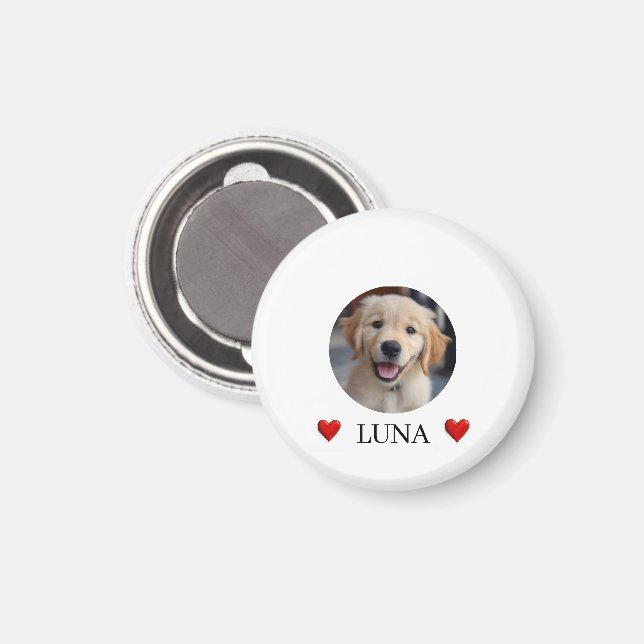 My Dog Personalized Photo & Name & Hearts Magnet (Front/Back)