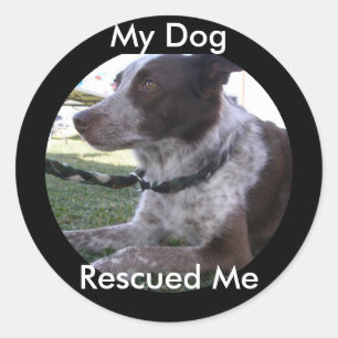 My Dog Rescued Me (Custom) Classic Round Sticker