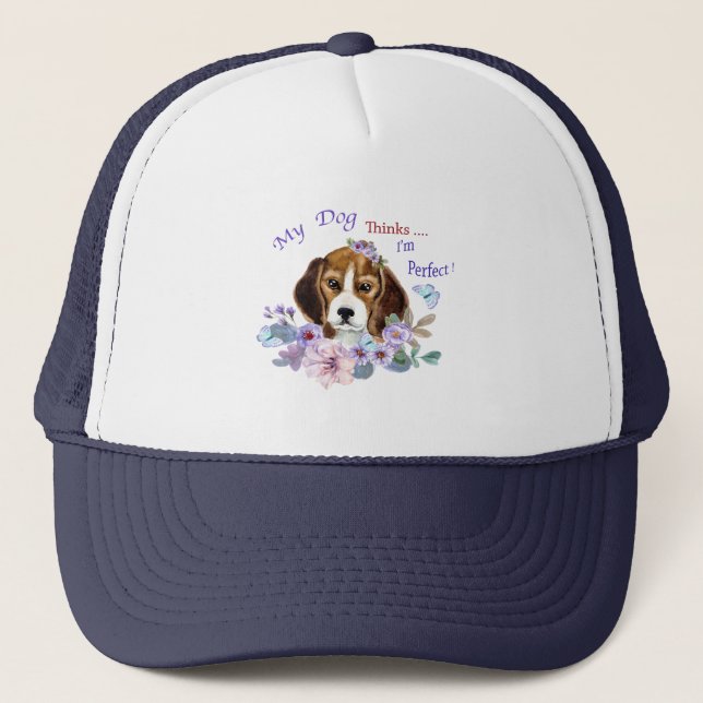 My Dog thinks I'm Perfect Dog Illustration    Trucker Hat (Front)