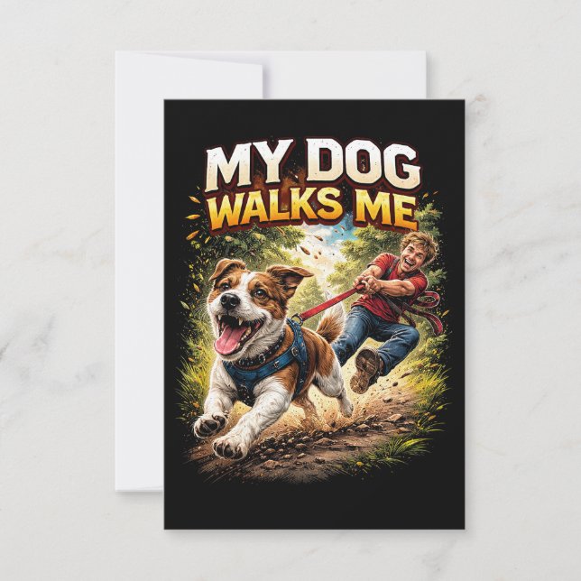My Dog Walks Me Thank You Card (Front)