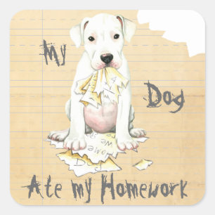 My Dogo Ate My Homework Square Sticker