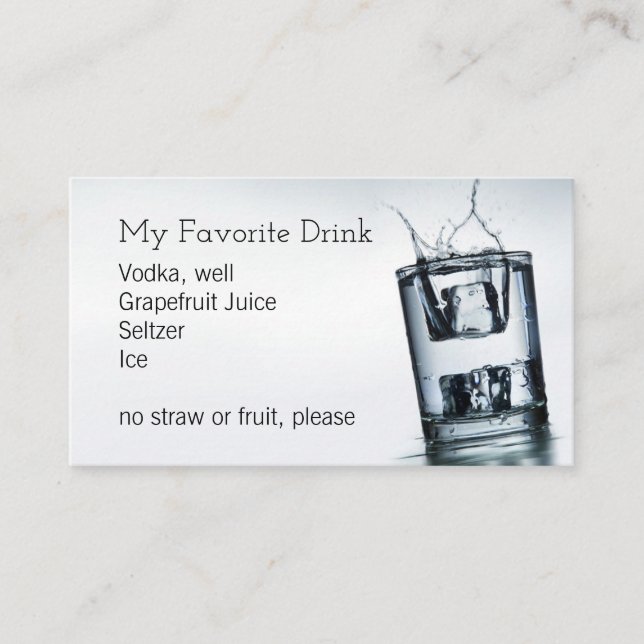 My Drink Card (Front)