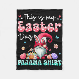 My Easter Day Pyjama Shirt Floral Bunny Gnome Hunt Fleece Blanket