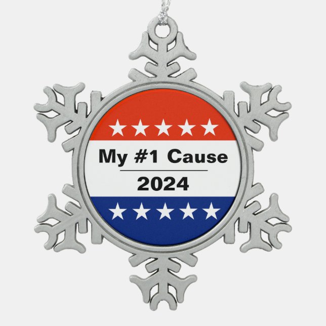My Election Issue 2024 Snowflake Pewter Christmas Ornament (Front)