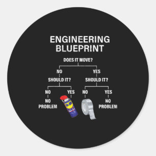 My Engineering Blueprint - Funny Engineer  Classic Round Sticker