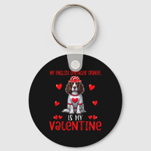My English Springer Spaniel Is My Valentine Hearts Keychain